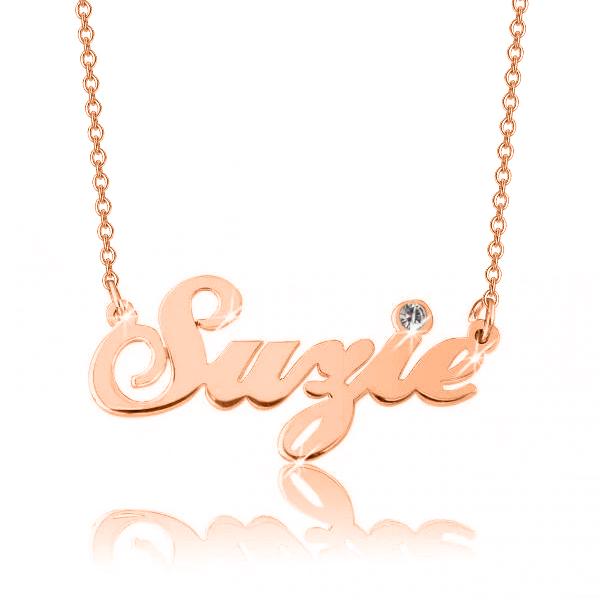 14K Gold Personalized Swarovski Name Necklace Adjustable 16" - 20" - onlyone