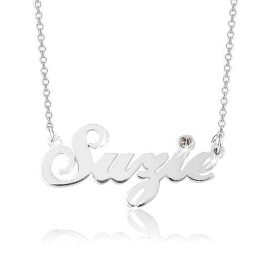 14K Gold Personalized Swarovski Name Necklace Adjustable 16" - 20" - onlyone