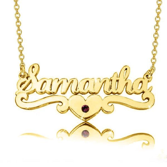 14K Gold Personalized Samantha Style Heart Name Necklaces Adjustable 16" - 20" - onlyone