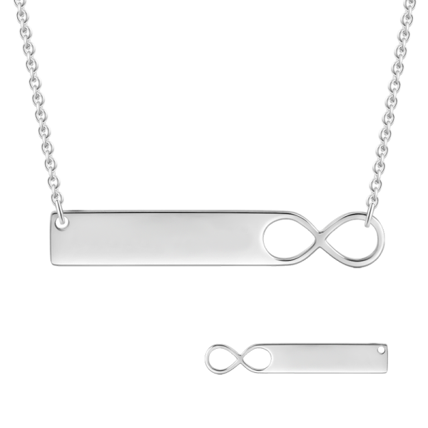 925 Sterling Silver Engraved Infinity Bar Name Necklace Nameplate Necklace - onlyone
