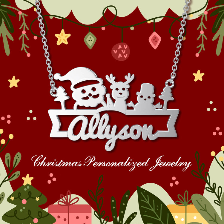925 Sterling Silver Christmas Name Necklace