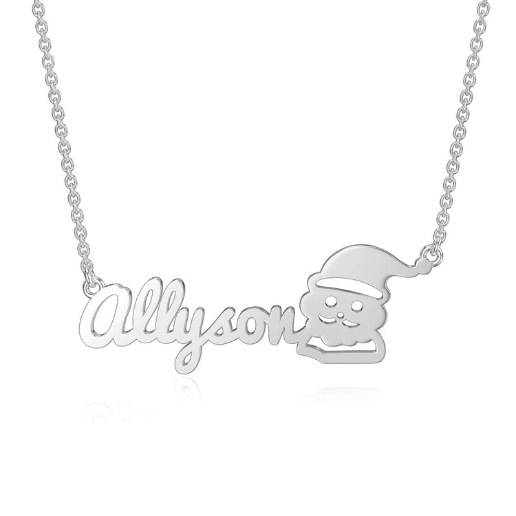 925 Sterling Silver Santa Claus Name Necklace
