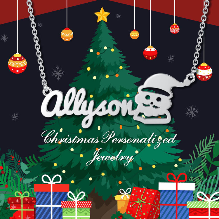 925 Sterling Silver Santa Claus Name Necklace