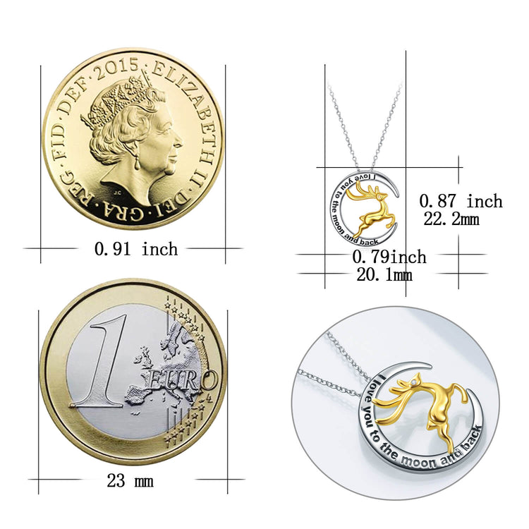 925 Sterling Silver Lucky Deer Pendant Necklace I Love You To The Moon And Back Christmas Gifts - onlyone