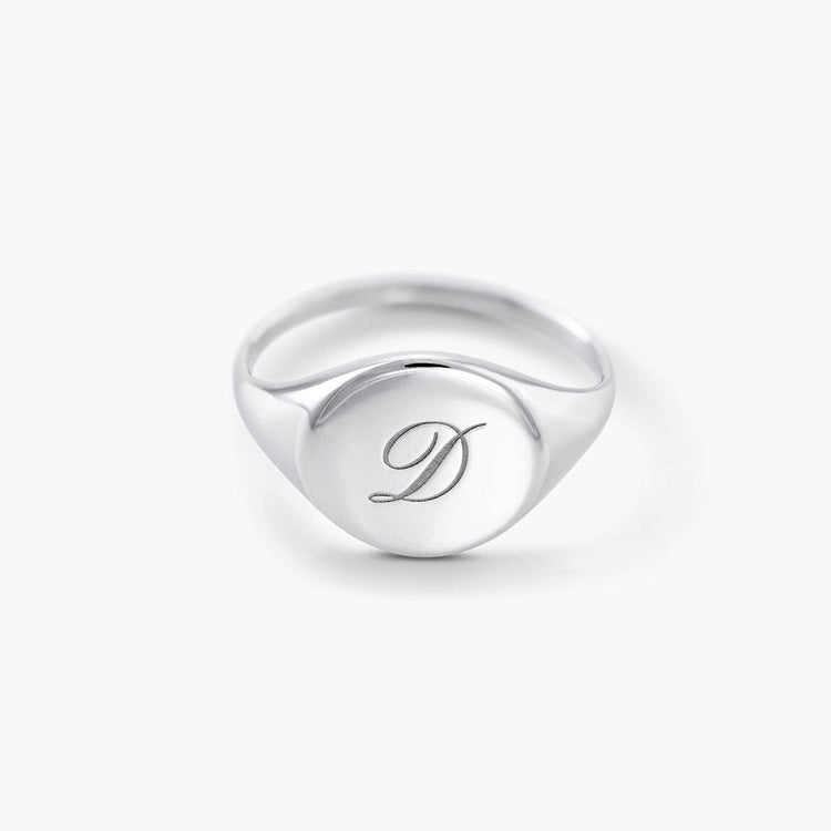 925 Sterling Silver Round Name Ring