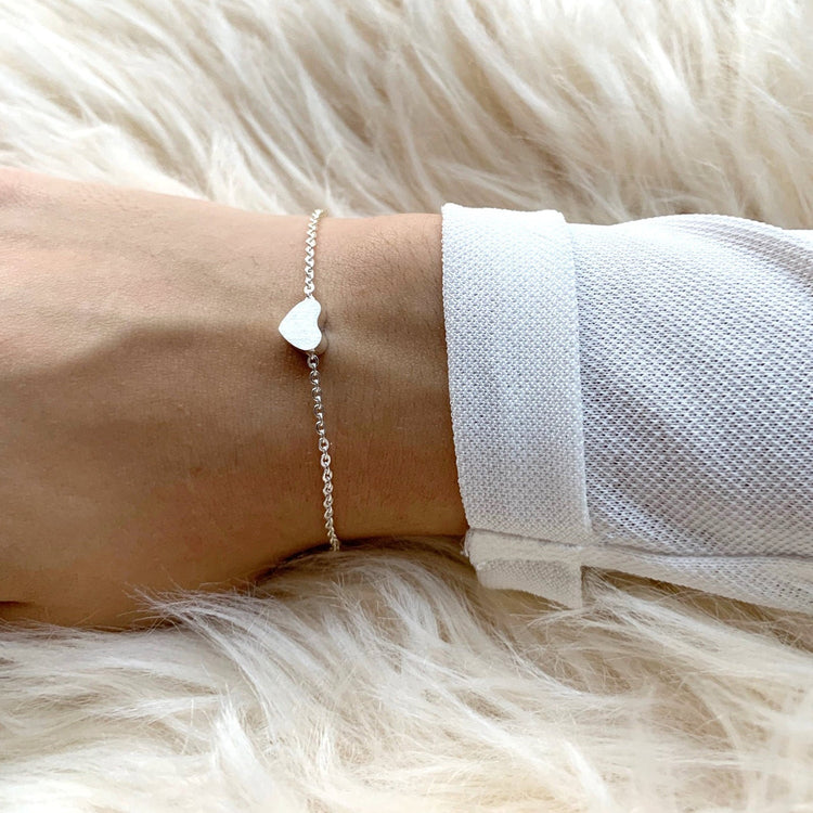 925 Sterling Silver Double Layer Heart Anklet Bracelet Set