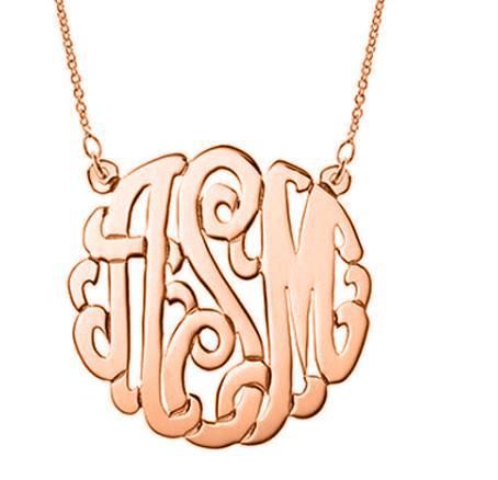 925 Sterling Silver Initial Monogram Necklace - onlyone