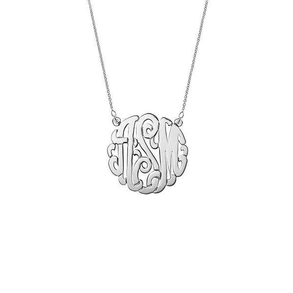 925 Sterling Silver Initial Monogram Necklace - onlyone
