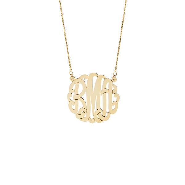 925 Sterling Silver Initial Monogram Necklace - onlyone