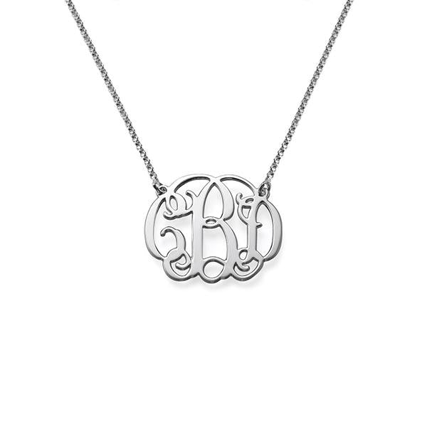 925 Sterling Silver Initial Monogram Necklace - onlyone