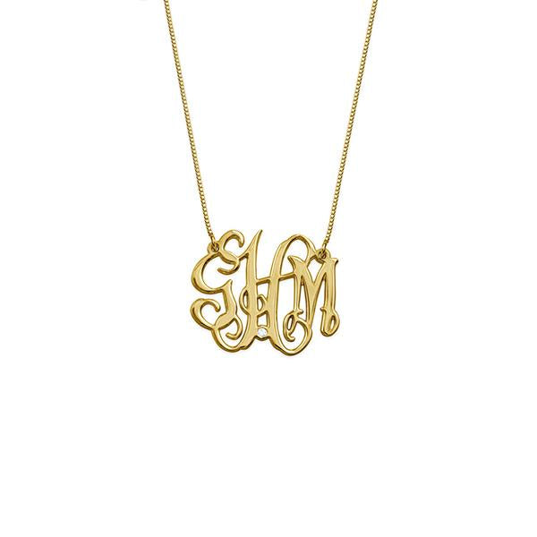 925 Sterling Silver Initial Monogram Necklace - onlyone