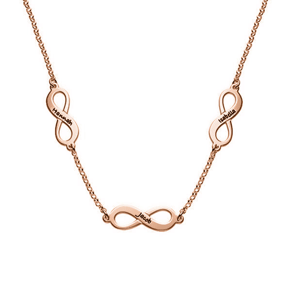 925 Sterling Silver Engraved Infinity 3 Names Necklace Nameplate Necklace - onlyone