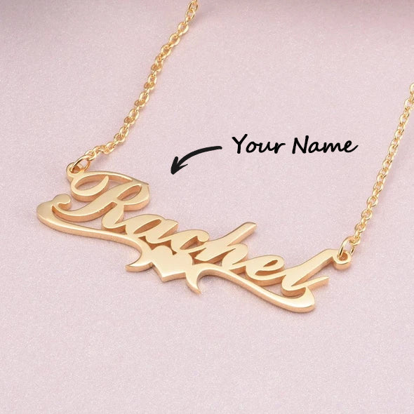 925 Sterling Silver Rachel Style Heart Name Necklace Nameplate Necklace - onlyone