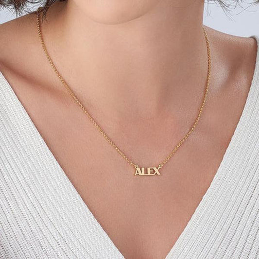 925 Sterling Silver Capital "ALEX" Letters Name Necklace Nameplate Necklace - onlyone