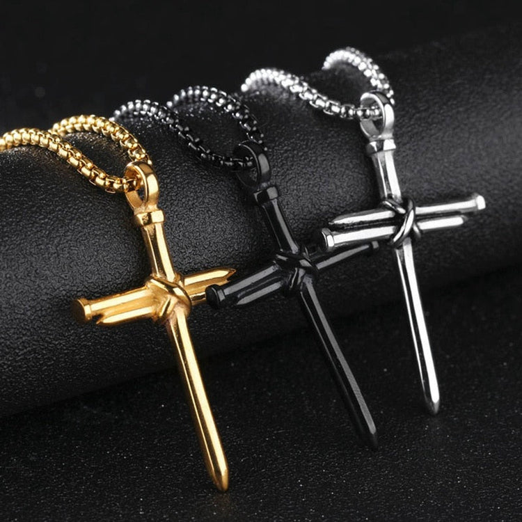 925 Sterling Silver Cross Jewelry Nail Rope Cross Pendant Necklace - onlyone