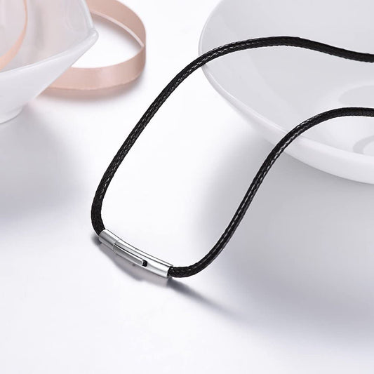 Men's Waxed Rope Braided Leather Necklace With Stainless Steel Durable Clasp