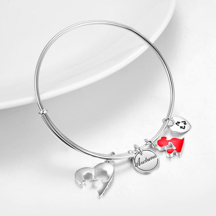 Personalized 925 Sterling Silver Mom Expandable Bangles - onlyone
