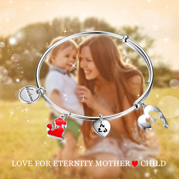 Personalized 925 Sterling Silver Mom Expandable Bangles - onlyone