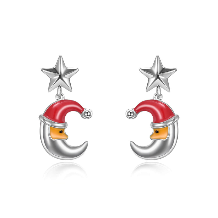 925 Sterling Silver Moon Star Stud Earrings Gift For Girl - onlyone
