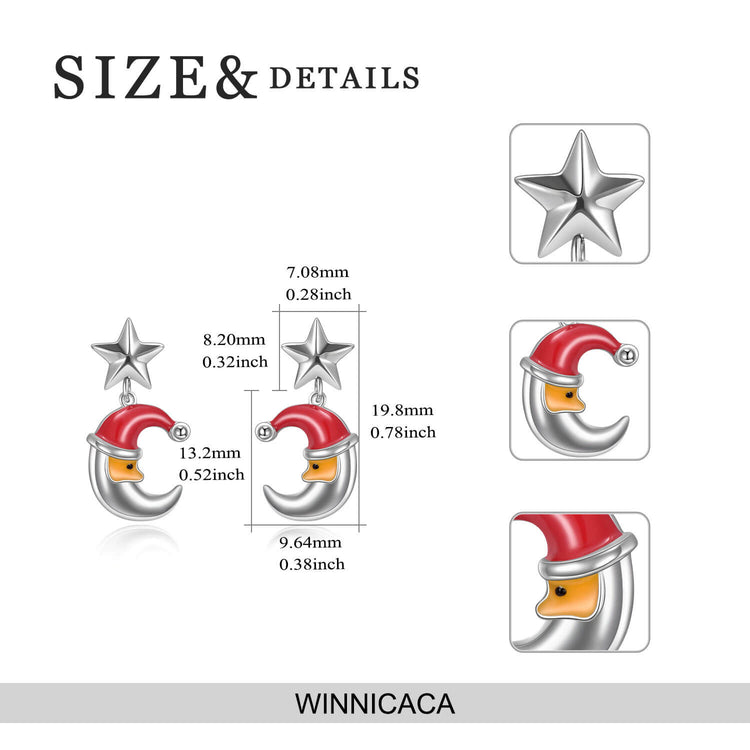 925 Sterling Silver Moon Star Stud Earrings Gift For Girl - onlyone