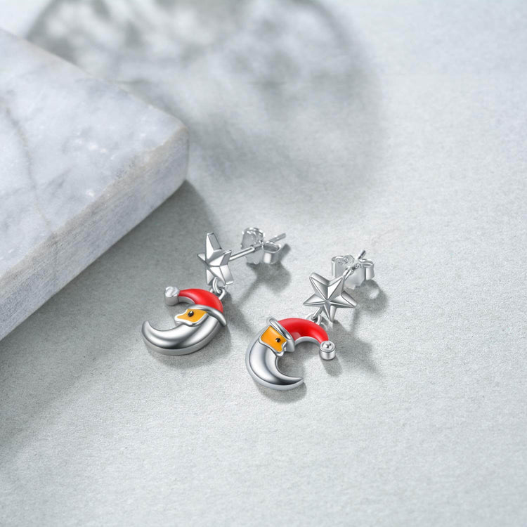 925 Sterling Silver Moon Star Stud Earrings Gift For Girl - onlyone