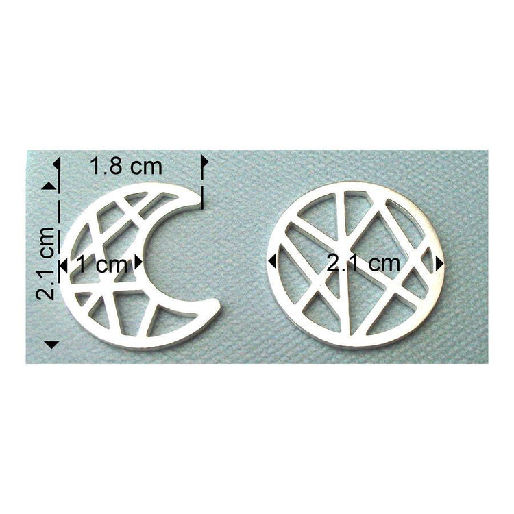 925 Sterling Silver Moon Star Engraved Initial Necklace - onlyone