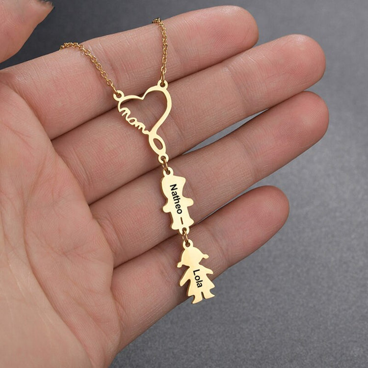925 Sterling Silver Engravable Mom And Children Pendant Necklace