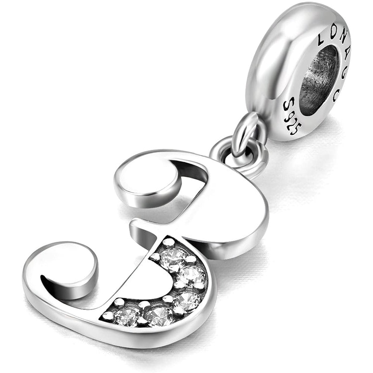 925 Sterling Silver Lucky Number 1-9 Charms Fit for Bracelet and Necklace