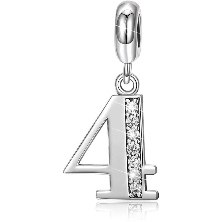 925 Sterling Silver Lucky Number 1-9 Charms Fit for Bracelet and Necklace