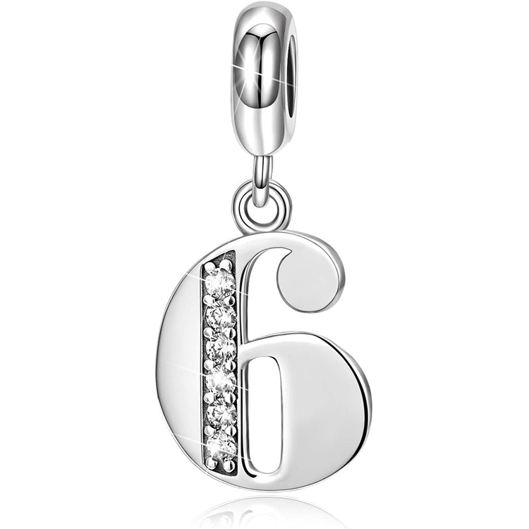 925 Sterling Silver Lucky Number 1-9 Charms Fit for Bracelet and Necklace