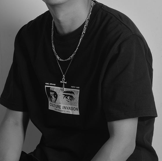 925 Sterling Silver Mens White Gold Chain Necklace Figaro Link Chain Necklace - onlyone