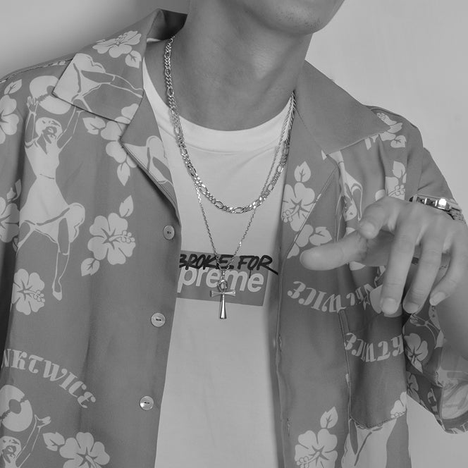 925 Sterling Silver Mens White Gold Chain Necklace Figaro Link Chain Necklace - onlyone