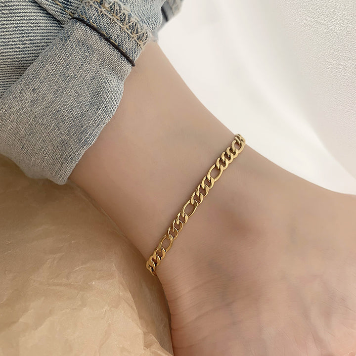925 Sterling Silver Adjustable Figaro Chain Anklet
