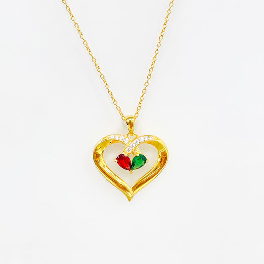 Solid 10K Yellow Gold Customized Birthstone Necklace