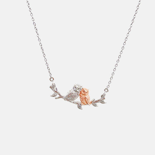 Two Owls on the Tree Necklace