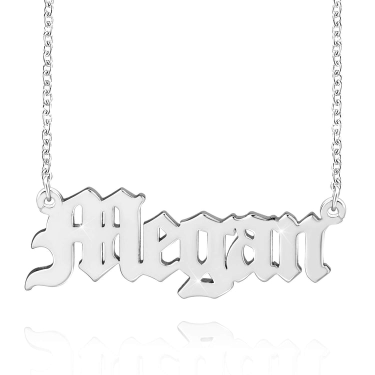 925 Sterling Silver Old English Name Necklace Nameplate Necklace