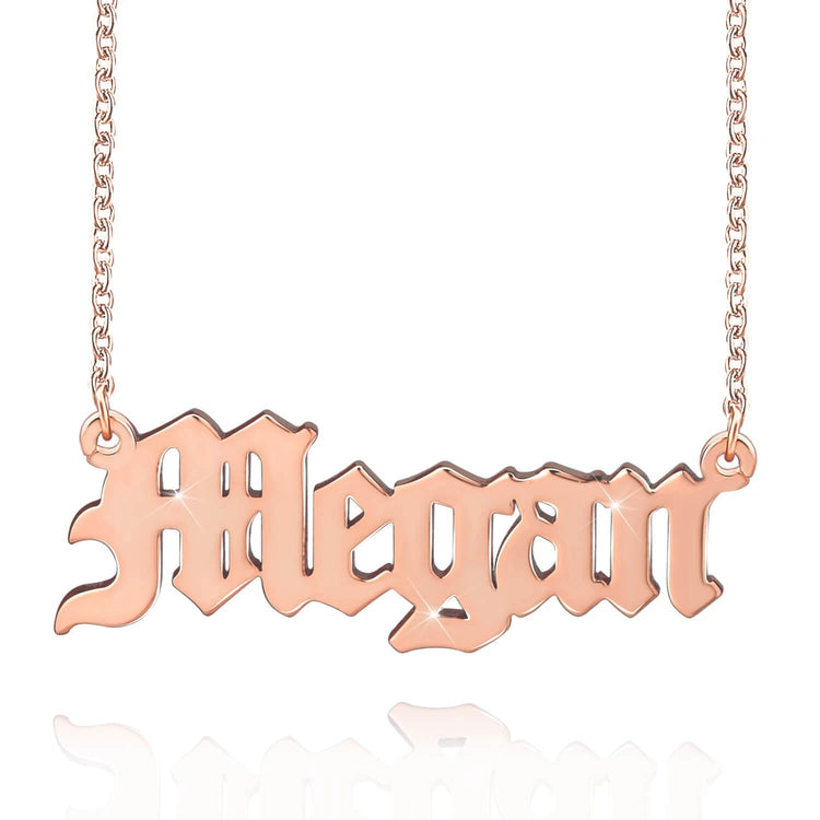 925 Sterling Silver Old English Name Necklace Nameplate Necklace