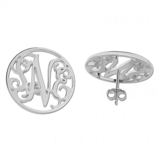 925 Sterling Silver Personalized Block Monogram Stud Earrings - onlyone