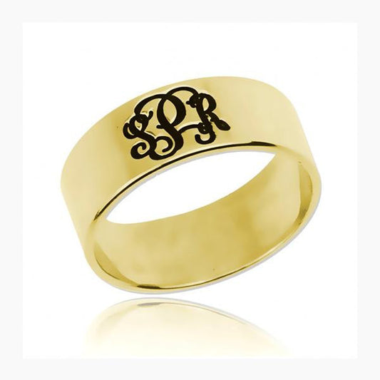 925 Sterling Silver Personalized Three Initials Monogram Ring - onlyone