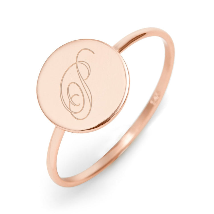 10K/14K Gold Personalized Engravable Initial Round Ring - onlyone