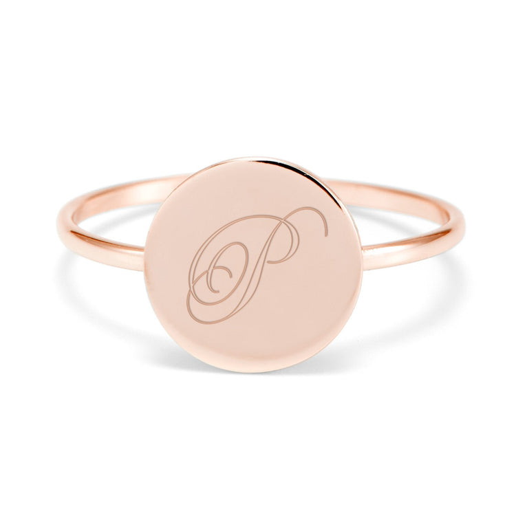 10K/14K Gold Personalized Engravable Initial Round Ring - onlyone