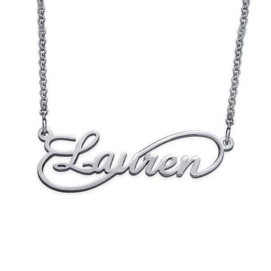 925 Sterling Silver Infinity Signature Name Necklace Nameplate Necklace - onlyone