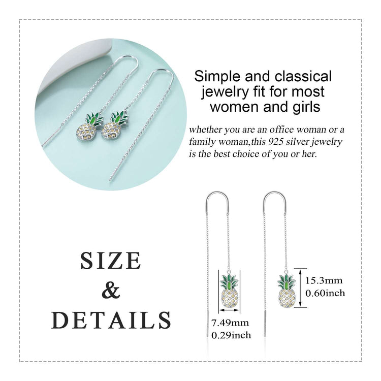 925 Sterling Silver Pineapple Pendant Earrings With Yellow Cubic Zircon