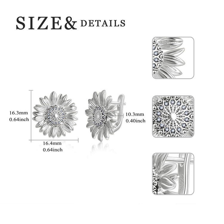 925 Sterling Silver Sunflower Earrings - onlyone