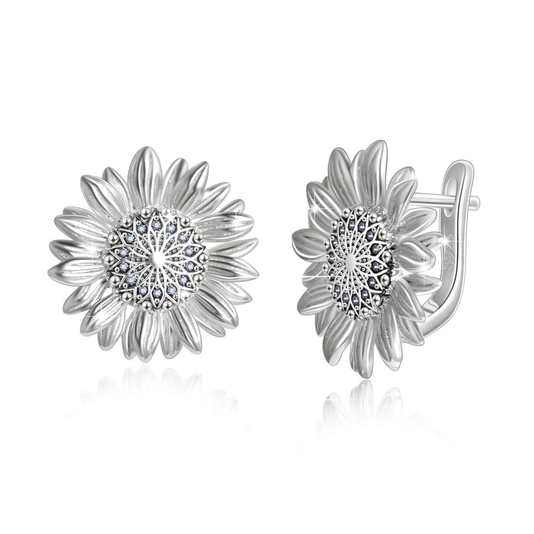 925 Sterling Silver Sunflower Earrings - onlyone