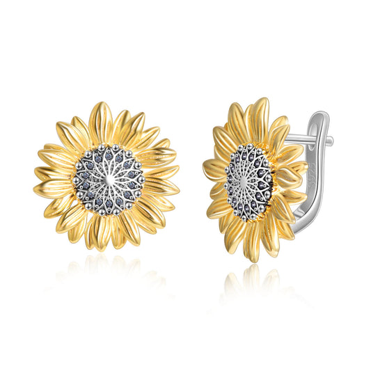 925 Sterling Silver Sunflower Earrings - onlyone