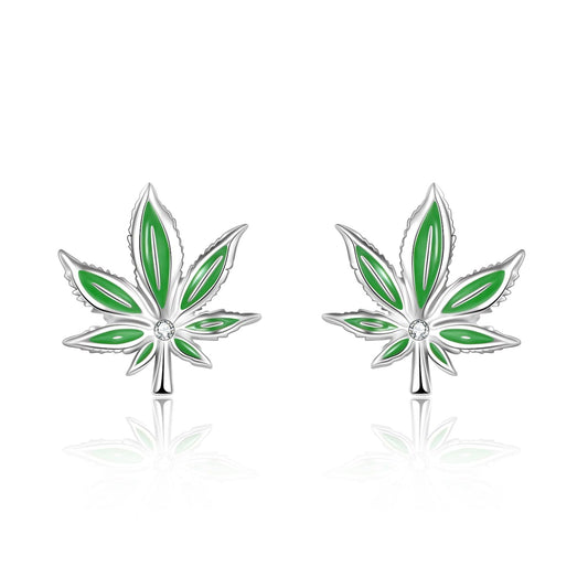 925 sterling silver leaves fashion earrings - onlyone