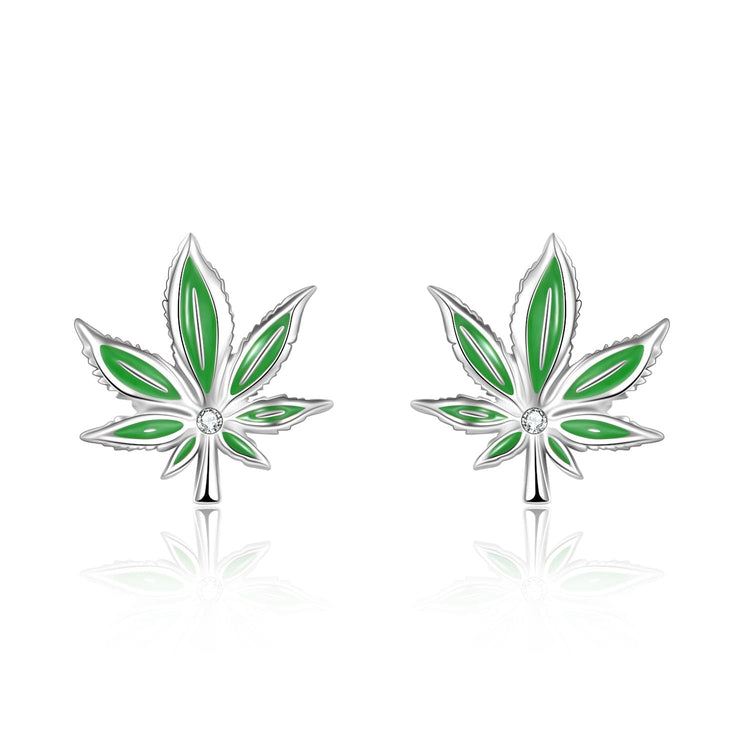 925 sterling silver leaves fashion earrings - onlyone