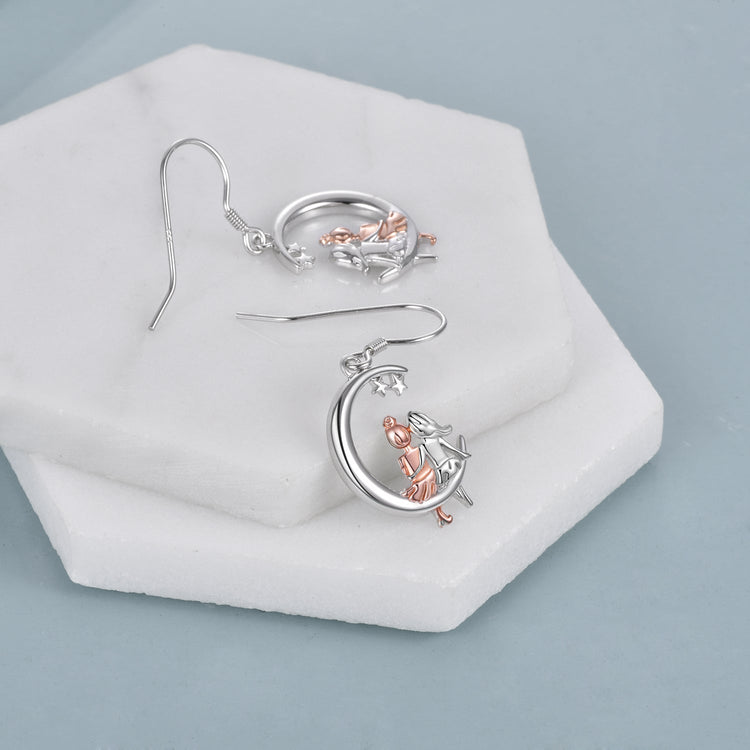 925 Sterling Silver BFF Dangle Sister Earrings