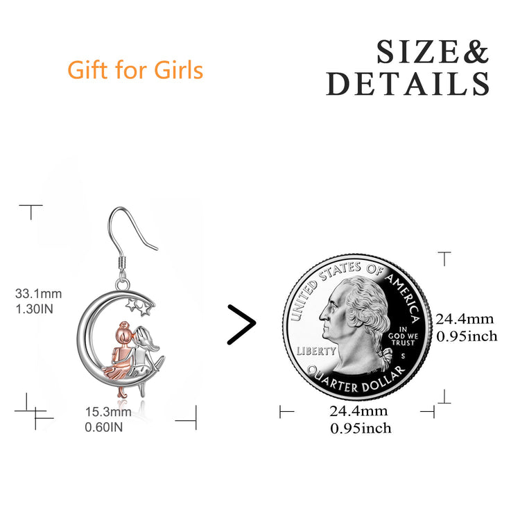 925 Sterling Silver BFF Dangle Sister Earrings
